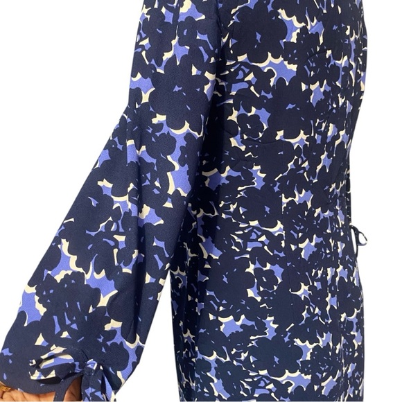Talbots Navy and White Floral Long Sleeve Dress - Picture 2 of 11